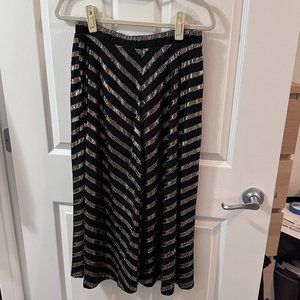 Alfani- Black and metallic striped, midi skirt. Size 4.